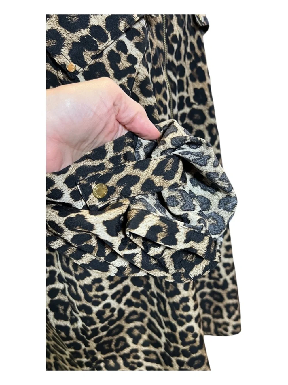 EUC+ Michael Kors leopard print zip front blouse | size L